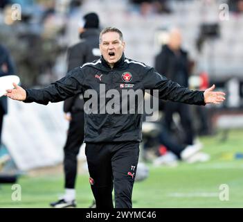 FC Midtjylland-Trainer Thomas Thomasberg im 3F Superliga-Spiel zwischen AGF und FC Midtjylland im Ceres Park in Aarhus, Sonntag, 7. März 2024. (Foto: Henning Bagger/Ritzau Scanpix) Stockfoto