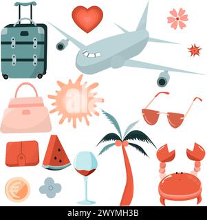 Flache und einfache Sommerferien Illustration auf weißem Hintergrund. Stock Vektor