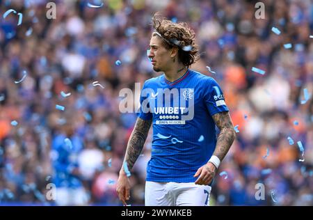 Glasgow, Großbritannien. April 2024. Fabio Silva von den Rangers während des schottischen Premiership-Spiels im Ibrox Stadium, Glasgow. Der Bildnachweis sollte lauten: Neil Hanna/Sportimage Credit: Sportimage Ltd/Alamy Live News Stockfoto