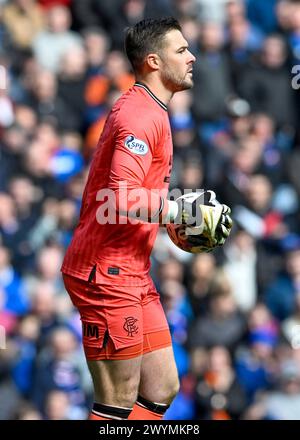 Glasgow, Großbritannien. April 2024. Jack Butland von den Rangers während des schottischen Premiership-Spiels im Ibrox Stadium, Glasgow. Der Bildnachweis sollte lauten: Neil Hanna/Sportimage Credit: Sportimage Ltd/Alamy Live News Stockfoto