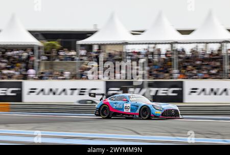 60 KODRIC Martin (hrv), AL-KHALIFA Isa (bhr), WILLIAMS Lewis (gbr), 2 Seas Motorsport, Mercedes-AMG GT3 Evo, Action während der 1. Runde der Fanatec GT World Challenge 2024 mit AWS auf dem Circuit Paul Ricard vom 5. bis 7. April 2024 in Le Castellet, Frankreich Stockfoto