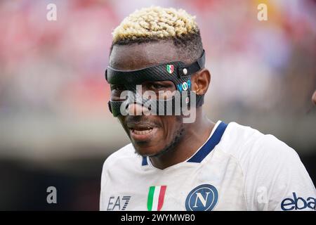 Monza, Italie. April 2024. Victor Osimhen während des italienischen Meisterschaftsspiels Serie A zwischen AC Monza und SSC Napoli am 7. April 2024 im U-Power Stadion in Monza, Italien - Foto Morgese-Rossini/DPPI Credit: DPPI Media/Alamy Live News Stockfoto