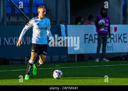 Drammen, Norwegen, 7. April 2024. Rosenborgs Emil Frederiksen spielte beim Eliteserien-Spiel zwischen Strømsgodset und Rosenborg im Marienlyst-Stadion. Quelle: Frode Arnesen/Alamy Live News Stockfoto