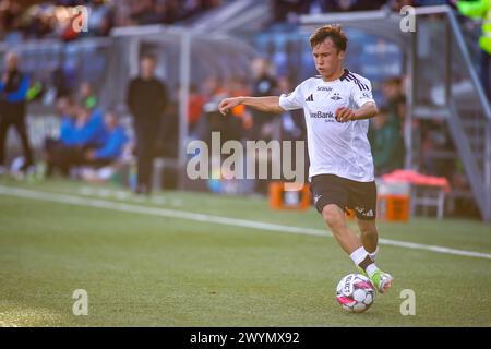 Drammen, Norwegen, 7. April 2024. Rosenborgs Jesper Reitan-Sunde spielte beim Eliteserien-Spiel zwischen Strømsgodset und Rosenborg im Marienlyst-Stadion. Quelle: Frode Arnesen/Alamy Live News Stockfoto