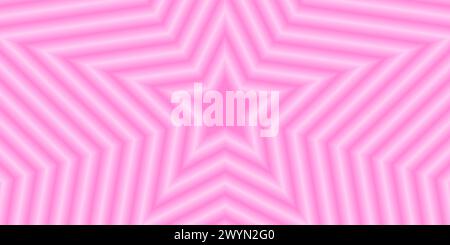 Rosafarbener Hintergrund mit konzentrischen Sternen. Preppy y2k-Muster in Pastellfarben mit Aura-Verlaufseffekt. Grooviges psychedelisches Plakatdesign mit verschwommenen hypnotischen Effekten. Vektorgrafik. Stock Vektor