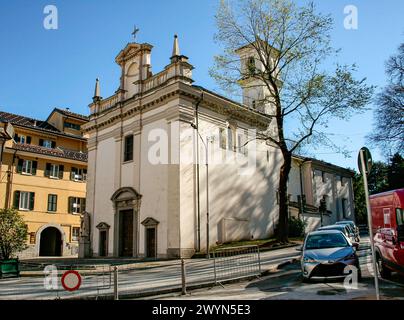 Varese, Lombardei, Italien. Kirche St. Antonius alla Motta (Chiesa di Sant'Antonio alla Motta). Stockfoto