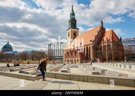 St. Marien Kirche Kirche, Alexanderplatz, Berlin, Deutschland. Stockfoto