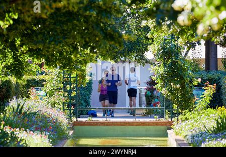 La Coulée verte René-Dumont, anciennement dénommée Promenade plantée, Passerelle Ledru-Rollin au Jardin de Reuilly, Viaduc des Arts, Paris, Frankreich. Stockfoto