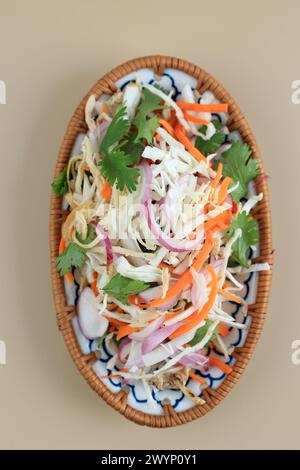Top View GOI GA Chao GA, Hähnchensalat mit verschiedenen Gemüse vietnamesisches Essen Stockfoto