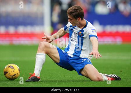 Barcelona, Spanien. April 2024. Jose Gragera von RCD Espanyol während der La Liga Hypermotion, Datum 34 zwischen RCD Espanyol und Albacete Balompie spielte am 7. April 2024 im Stage Front Stadium in Barcelona, Spanien. (Foto: Bagu Blanco/PRESSINPHOTO) Credit: PRESSINPHOTO SPORTS AGENCY/Alamy Live News Stockfoto