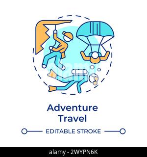 Mehrfarbiges Konzeptsymbol für Abenteuerreisen Stock Vektor