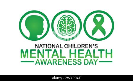 Hintergrund des nationalen Tages für geistige Gesundheit der Kinder mit Typografie. National Children's Mental Health Awareness Day, Hintergrund Stock Vektor