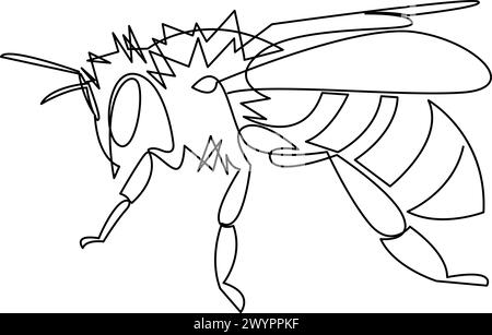 Bee One Line Art. Kontinuierliche Linienzeichnung von Wespentieren. Einzeiliges Grafikdesign Stock Vektor