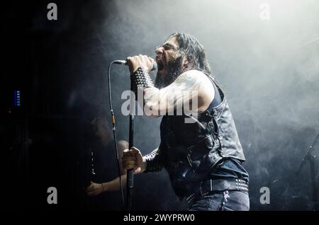 Marios Dupont von Lucifer's Child Performing at Floyd Live Music Venue, Athen/Griechenland, April 2024 Stockfoto