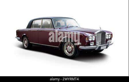 Rolls Royce Silver Shadow Oldtimer, Seitenansicht isoliert auf weißem Hintergrund Stockfoto