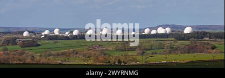 RAF Menwith Hill Listening Station in der Nähe von Harrogate, North Yorkshire, Großbritannien, im Besitz des Verteidigungsministeriums und betrieben von American Forces Stockfoto