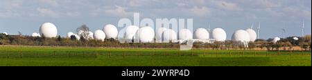 RAF Menwith Hill Listening Station in der Nähe von Harrogate, North Yorkshire, Großbritannien, im Besitz des Verteidigungsministeriums und betrieben von American Forces Stockfoto