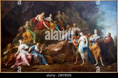 Orpheus in the Underworld Reclaiming Eurydice oder Music, Cartoon für einen Wandteppich, der 1737 von Louis XV (1715–1774) für eine Wandteppiche-Serie Re in Auftrag gegeben wurde Stockfoto