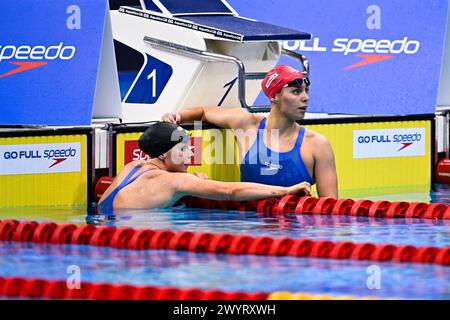 LONDON, VEREINIGTES KÖNIGREICH. April 2024. Finale während der Speedo Aquatics GB Schwimmmeisterschaft 2024 - Tag 6 im London Aquatics Centre am Sonntag, 07. April 2024. LONDON ENGLAND. Quelle: Taka G Wu/Alamy Live News Stockfoto