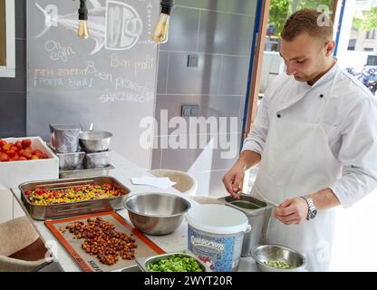 Küche, Restaurant Rita, gastronomische Tour, Donostia, San Sebastian, Gipuzkoa, Baskenland, Spanien, Europa. Stockfoto