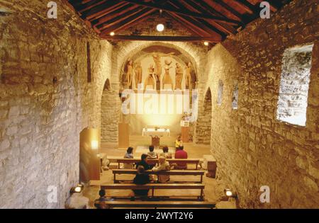 Kirche Santa Eulàlia. Erill-la-Vall. Vall de Boí, Pyrenäen. Provinz Lleida. Spanien. Stockfoto