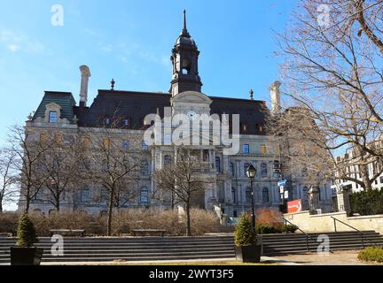 Montreal City Hall das Montreal City Hall ist ein Gebäude im Stil des französischen Empire in der Altstadt von Montreal, Quebec, Kanada Stockfoto