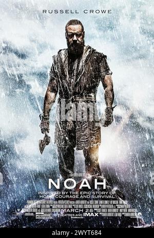 Noah (2014) von Darren Aronofsky mit Russell Crowe, Jennifer Connelly, Emma Watson und Anthony Hopkins. Noah wird von Gott auserwählt, eine bedeutsame Mission zu Unternehmen, bevor eine apokalyptische Flut die Welt reinigt. Foto eines Original-US-Advance-Posters.***NUR REDAKTIONELLE VERWENDUNG*** Credit: BFA / Paramount Pictures Stockfoto