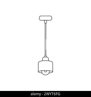 Symbol für die Kontur des Leuchtenlogos. Kronleuchter im Loft-Stil. Vektor der Lampe mit schwarzer Linie. Vektorabbildung. Innenraumbeleuchtung. Stock Vektor