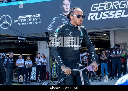 Suzuka, Japan, 07. April, Lewis Hamilton, aus Großbritannien, tritt für Mercedes F1 an. Renntag, Runde 04 der Formel-1-Meisterschaft 2024. Quelle: Michael Potts/Alamy Live News Stockfoto