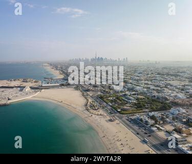 Luftaufnahme des Burj Al Arab Hotel, Jumeirah, Dubai, Vereinigte Arabische Emirate Stockfoto