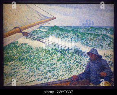 Mann am Steuer, Porträt von Signac, 1892, Theo Van Rysselberghe, (1862-1926), Öl auf Leinwand, 60 x 80,3 cm. Musée d'Orsay. Orsay Museum. Paris. Frankreich Stockfoto