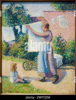 "Femme étendant du linge", 1887, Camille Pissarro (1830-1903), Musée d'Orsay, Paris, Frankreich, Europa Stockfoto