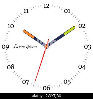 Vektordarstellung der mechanischen Uhr. Zifferblatt auf weißem Hintergrund. Stock Vektor