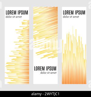 Satz abstrakter vertikaler Kopfzeilen-Banner mit gekrümmten Linien und Platz für Text. Farbenfrohe Hintergründe für Webdesign. Vektorabbildung Stock Vektor