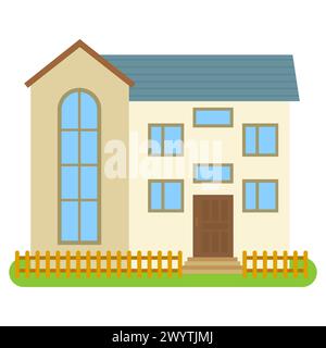 Privates Haus mit grauen Wänden auf weißem Hintergrund. Vektorabbildung. Stock Vektor
