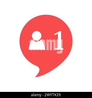 Benachrichtigung in sozialen Medien. Ein Follower. Vektorabbildung. Stock Vektor