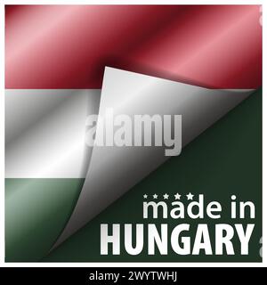 Hergestellt in Ungarn Grafik und Label. Element der Wirkung für die Verwendung, die Sie daraus machen möchten. Stock Vektor