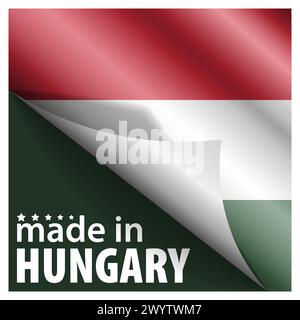 Hergestellt in Ungarn Grafik und Label. Element der Wirkung für die Verwendung, die Sie daraus machen möchten. Stock Vektor