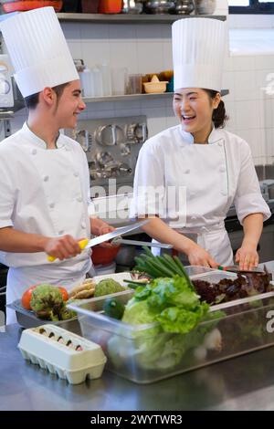 Schärfen der Messer. Luis Irizar Kochschule. Donostia, Gipuzkoa, Baskenland, Spanien. Stockfoto