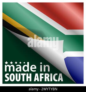 Hergestellt in Südafrika Grafik und Label. Element der Wirkung für die Verwendung, die Sie daraus machen möchten. Stock Vektor