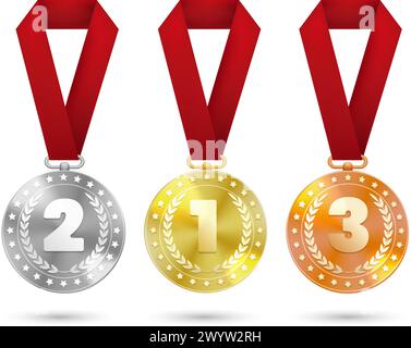 Gold-Silber-Bronze-Medaillen Stock Vektor