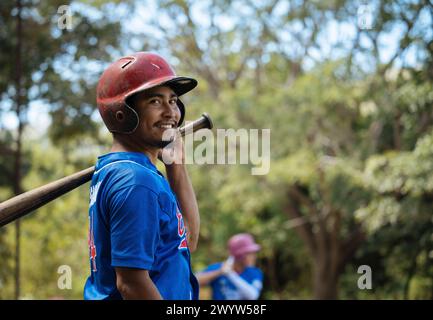 Baseballspiel in der Nähe von Escameca, Rivas, Nicaragua, Zentralamerika Stockfoto