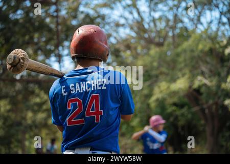 Baseballspiel in der Nähe von Escameca, Rivas, Nicaragua, Zentralamerika Stockfoto