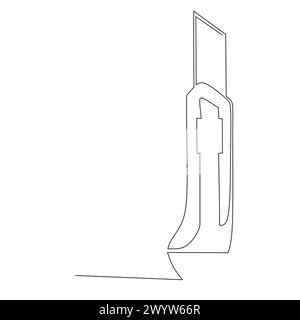 Kontinuierliche Linienzeichnung des Papierschneiders. Heimwerkzeug zum Schneiden von Holz. Einfaches, handgezeichnetes Vektorentwurzelelement. Illustration für Industrie und Konst Stock Vektor