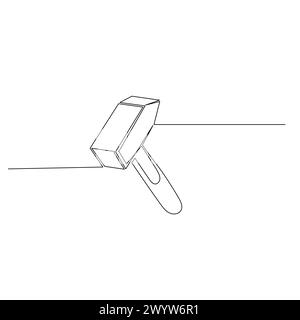 Durchgehende einzeilige Zeichnung eines Technikhammers. Einfache moderne handgezeichnete Illustration. Vektordesign für Wirtschaftsingenieurwesen und Bauwesen Stock Vektor