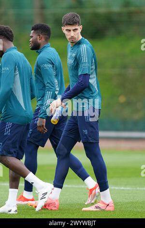 London Colney, Großbritannien. April 2024. Kai Havertz von Arsenal während des Trainings der Arsenal-Mannschaft vor dem 1. Leg-Spiel der UEFA Champions League gegen Bayern München im Arsenal FC Training Centre, London Colney, England, Großbritannien am 8. April 2024 Credit: Every Second Media/Alamy Live News Stockfoto