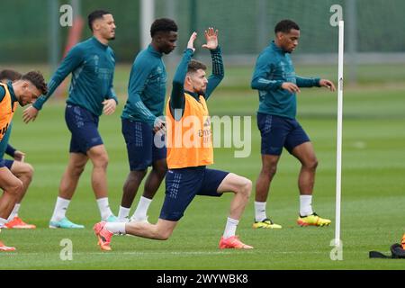 London Colney, Großbritannien. April 2024. Jorginho von Arsenal während des Trainings der Arsenal-Mannschaft vor dem 1. Leg-Spiel der UEFA Champions League gegen Bayern München im Arsenal FC Training Centre, London Colney, England, Großbritannien am 8. April 2024 Credit: Every Second Media/Alamy Live News Stockfoto