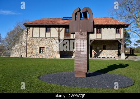 "In Lobe of Iron III, Corten Steel", 1991, Eduardo Chillida (1924-2002), Chillida Leku Museoa, Donostia, San Sebastian, Baskenland, Spanien. Stockfoto