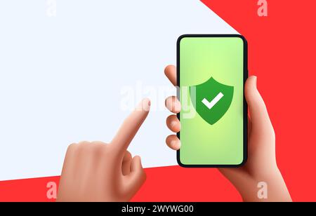 Schutz Entsperren-App, sichere Passwortanmeldung, Web-Banner-Smartphone. Vektor Stock Vektor
