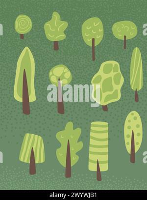 Nationaler Laubentag. Sommer Waldlandschaft Natur Hintergrund. Abstrakte Bannervorlage mit Bäumen. Karte mit Naturdekoration. Vektorfl Stock Vektor